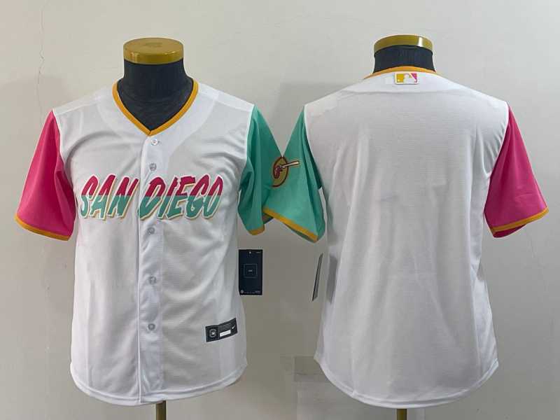 Youth San Diego Padres Blank White 2022 City Connect Cool Base Stitched Jersey->mlb youth jerseys->MLB Jersey